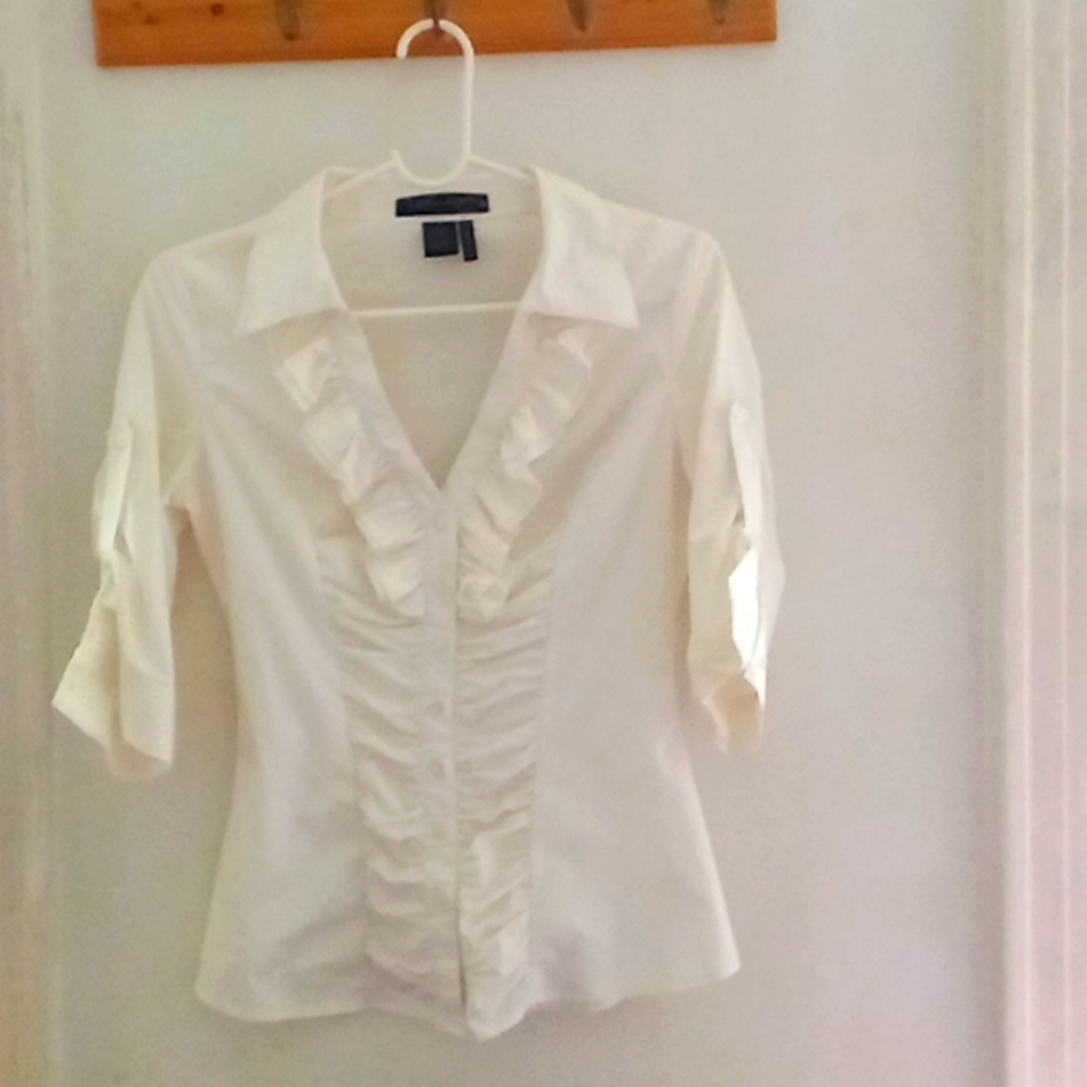 V neck White Blouse